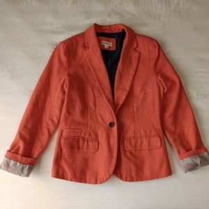 Merona Blazer Jacket Pockets Lined Flared Back Burnt Orange Size 8